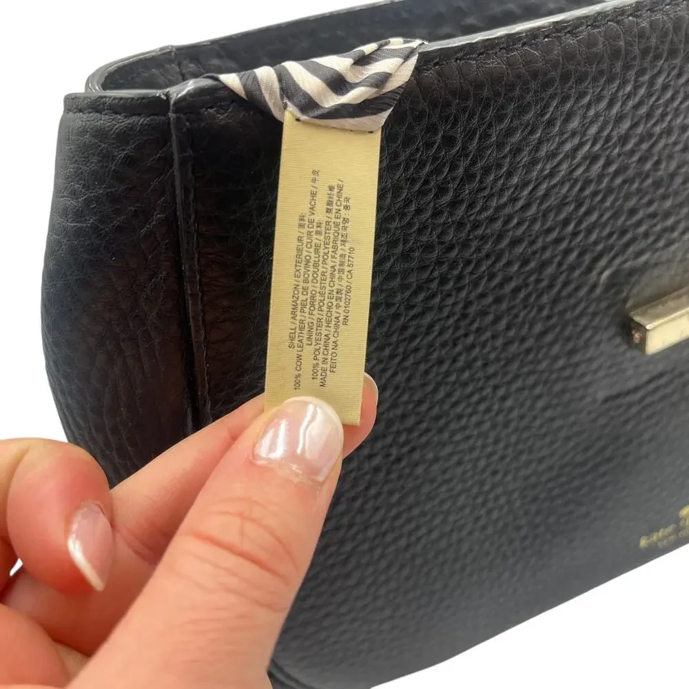 Kate Spade Satchel Crossbody Bag Carlyle Street Justina Pebbled Leather Black